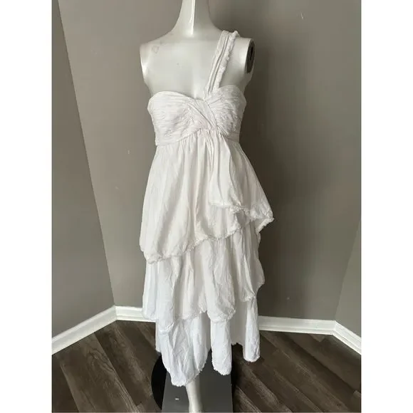 CINQ A SEPT Sori Tiered Cotton One-Shoulder Dress US 0 $465 - Picture 6 of 11